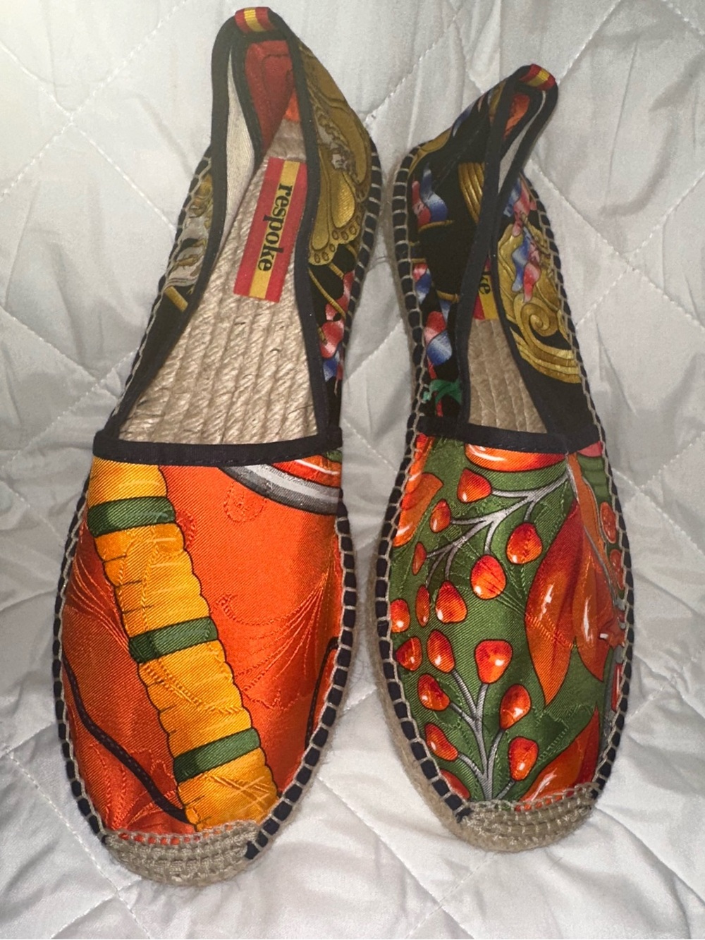Respoke / Handmade Veronica Espadrilles / Luxury Hermes Scarf  sz 9 EU 40 great